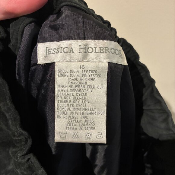 Jessica Holbrock Black 100% Leather Skirt - Women's 16 - Picture 8 of 8